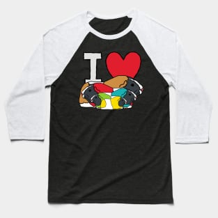 I Love Guinea Pigs Baseball T-Shirt